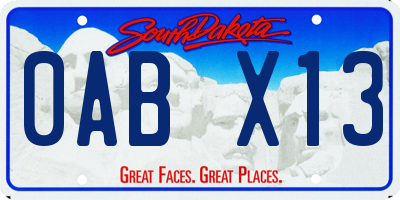 SD license plate 0ABX13