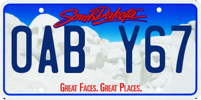 SD license plate 0ABY67