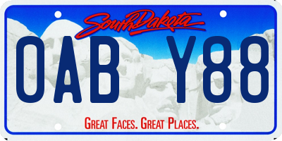 SD license plate 0ABY88
