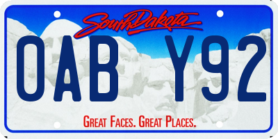 SD license plate 0ABY92