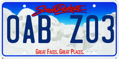 SD license plate 0ABZ03