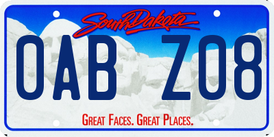 SD license plate 0ABZ08