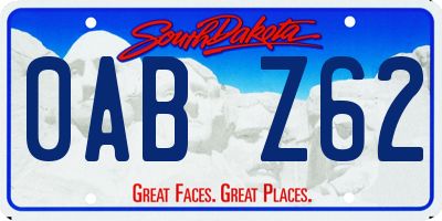 SD license plate 0ABZ62