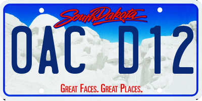 SD license plate 0ACD12