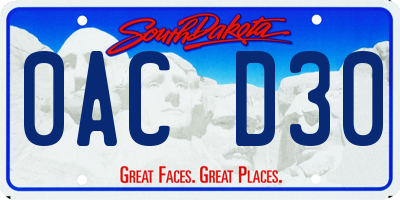 SD license plate 0ACD30