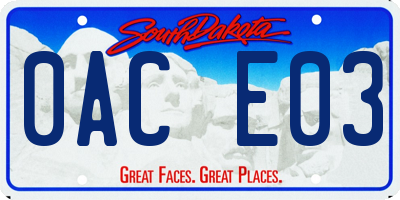 SD license plate 0ACE03