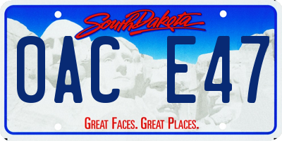 SD license plate 0ACE47