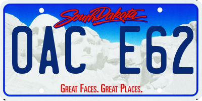 SD license plate 0ACE62