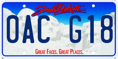 SD license plate 0ACG18