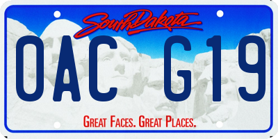 SD license plate 0ACG19