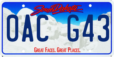 SD license plate 0ACG43