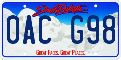 SD license plate 0ACG98