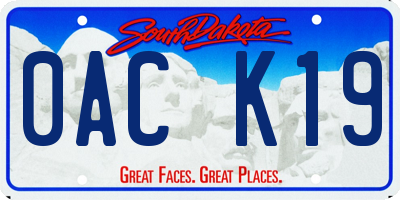 SD license plate 0ACK19