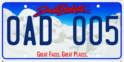 SD license plate 0ADO05