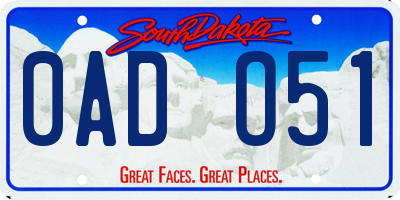 SD license plate 0ADO51