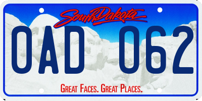 SD license plate 0ADO62