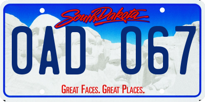 SD license plate 0ADO67