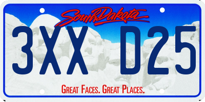 SD license plate 3XXD25