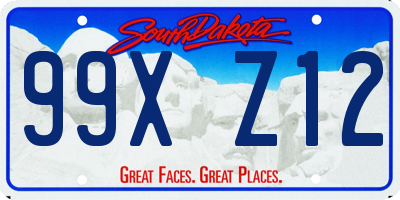 SD license plate 99XZ12