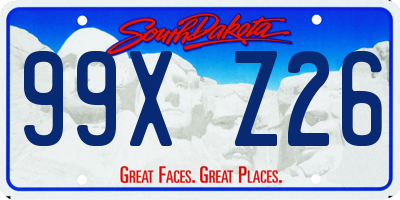 SD license plate 99XZ26