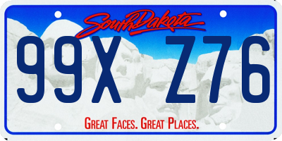 SD license plate 99XZ76
