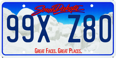 SD license plate 99XZ80