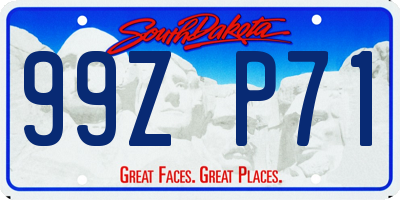 SD license plate 99ZP71