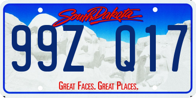 SD license plate 99ZQ17
