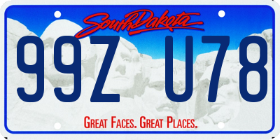 SD license plate 99ZU78