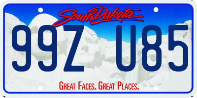 SD license plate 99ZU85