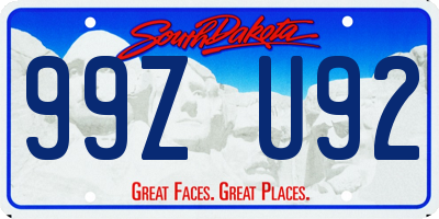 SD license plate 99ZU92