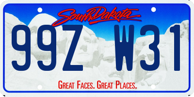 SD license plate 99ZW31