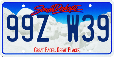 SD license plate 99ZW39