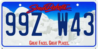 SD license plate 99ZW43