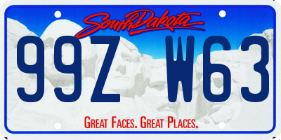 SD license plate 99ZW63