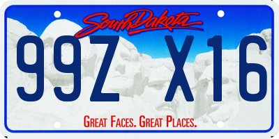 SD license plate 99ZX16