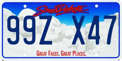 SD license plate 99ZX47