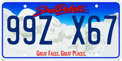 SD license plate 99ZX67
