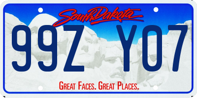 SD license plate 99ZY07