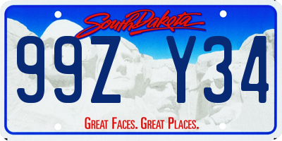 SD license plate 99ZY34
