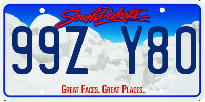 SD license plate 99ZY80