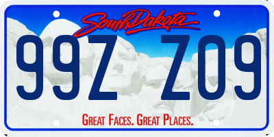 SD license plate 99ZZ09