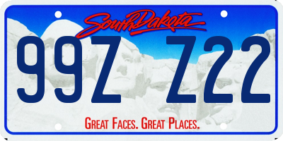 SD license plate 99ZZ22