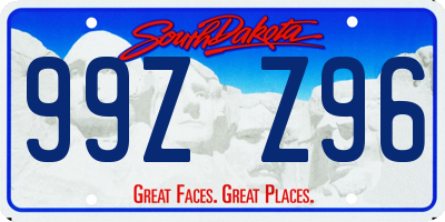 SD license plate 99ZZ96