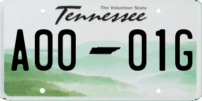 TN license plate A0001G