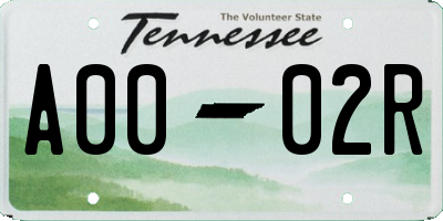 TN license plate A0002R