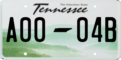 TN license plate A0004B