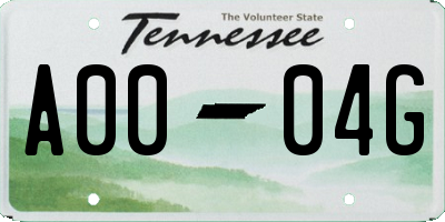 TN license plate A0004G