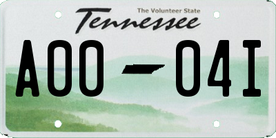 TN license plate A0004I