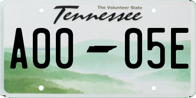 TN license plate A0005E